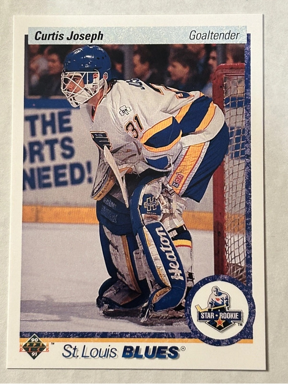 Curtis Joseph 1990/91 Upper Deck Toronto Maple Leafs Rookie RC Hockey Card